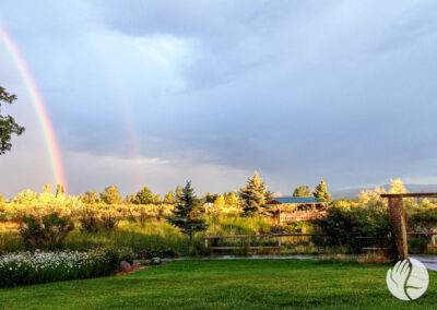 A beautiful double rainbow in the Montrose retirement home garden.